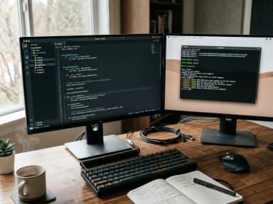 Focused software build workspace with components and implementation notes
