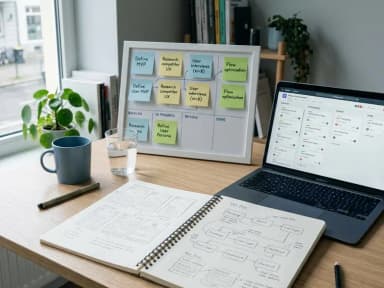Planning notes and engineering references arranged for a discovery workshop